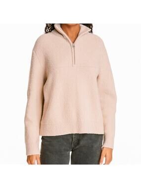 Jenni Kayne Beige Sand Merino Wool Half 1/2 Zip Pullover XS